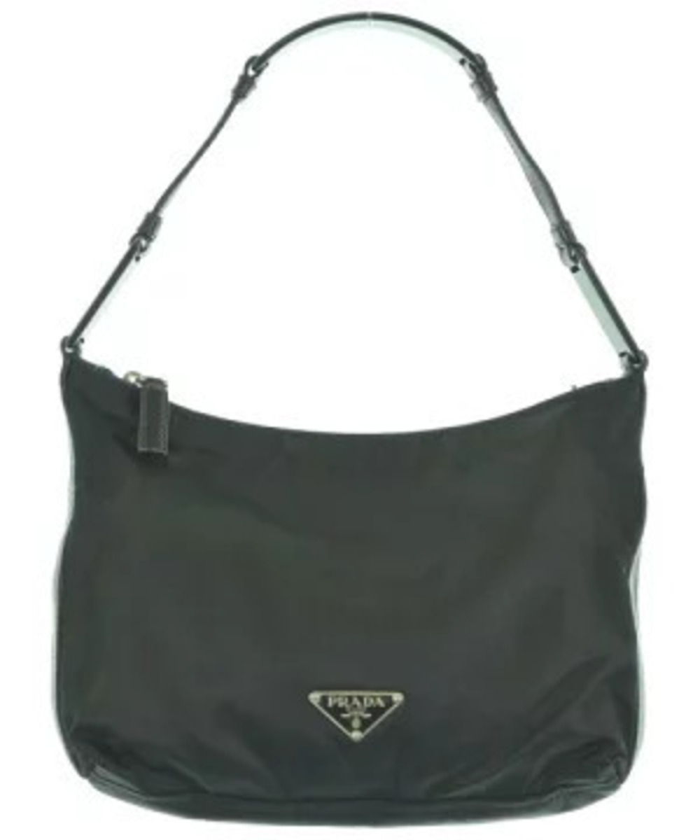 Prada Tessuto shoulder bag black enamel triangle logo